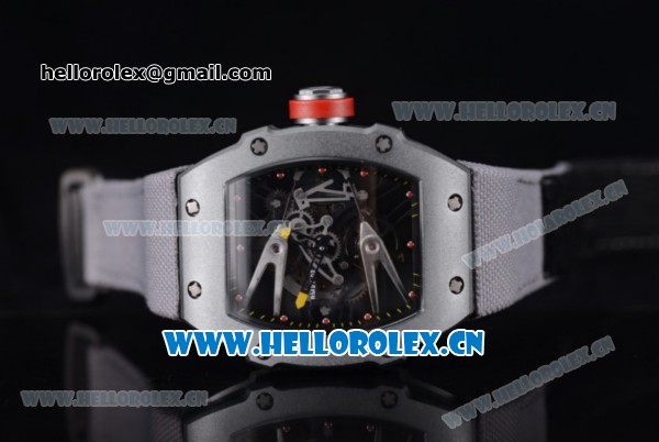 Richard Mille RM027-2 Miyota 9015 Automatic Steel Case with Skeleton Dial Dot Markers and Grey Nylon Strap - Click Image to Close